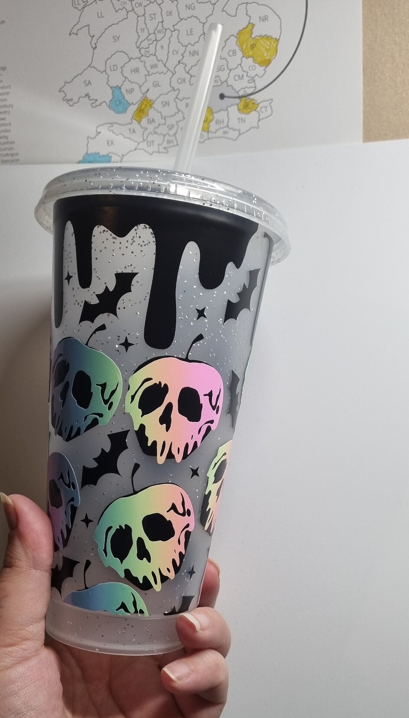 Custom Starbucks inspired reusable cold cup tumbler with straw