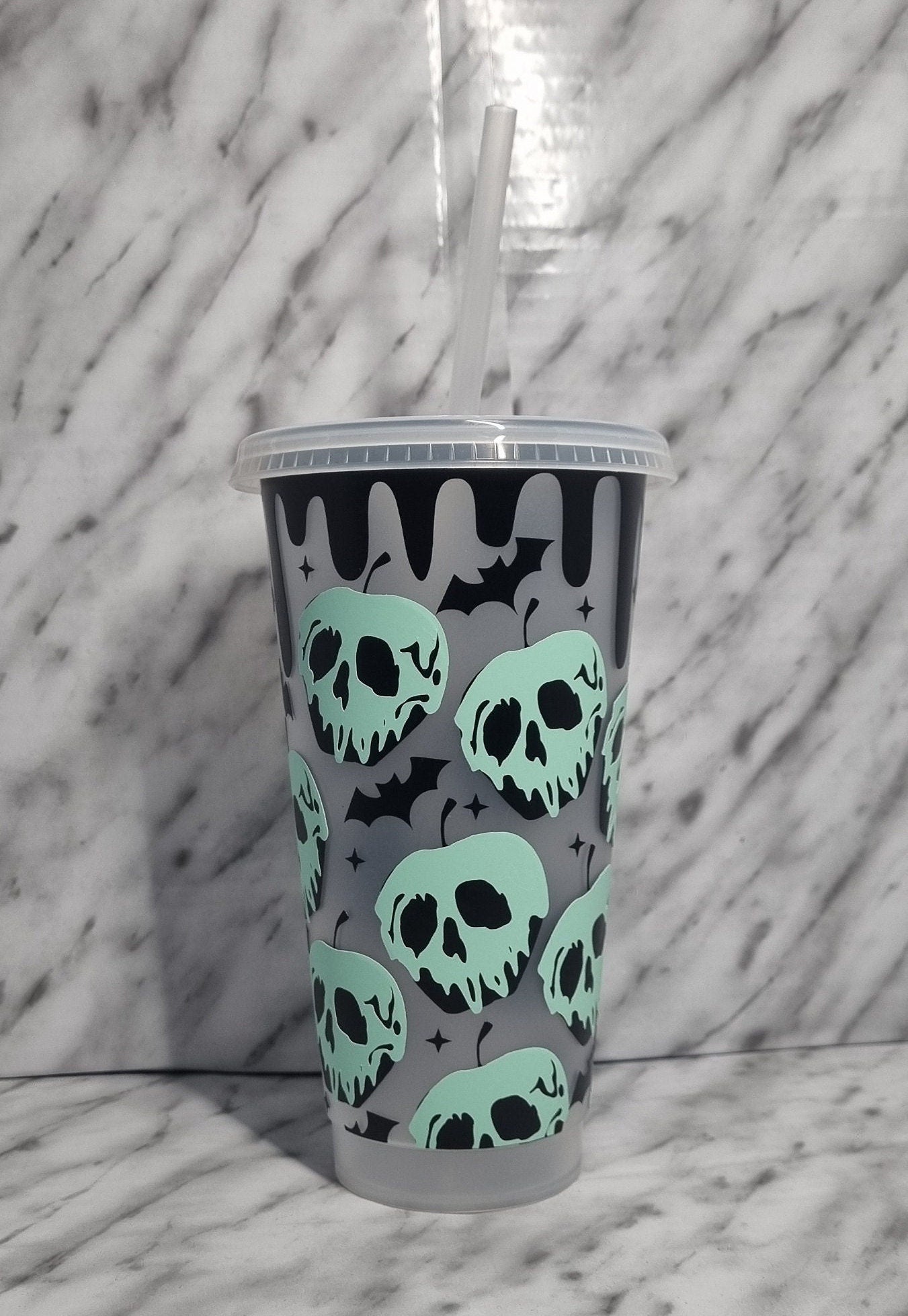 Starbucks Fall 2023 Reusable Plastic Hot Cups with Lids Glow in the Dark  Halloween 6 cups 16 oz each